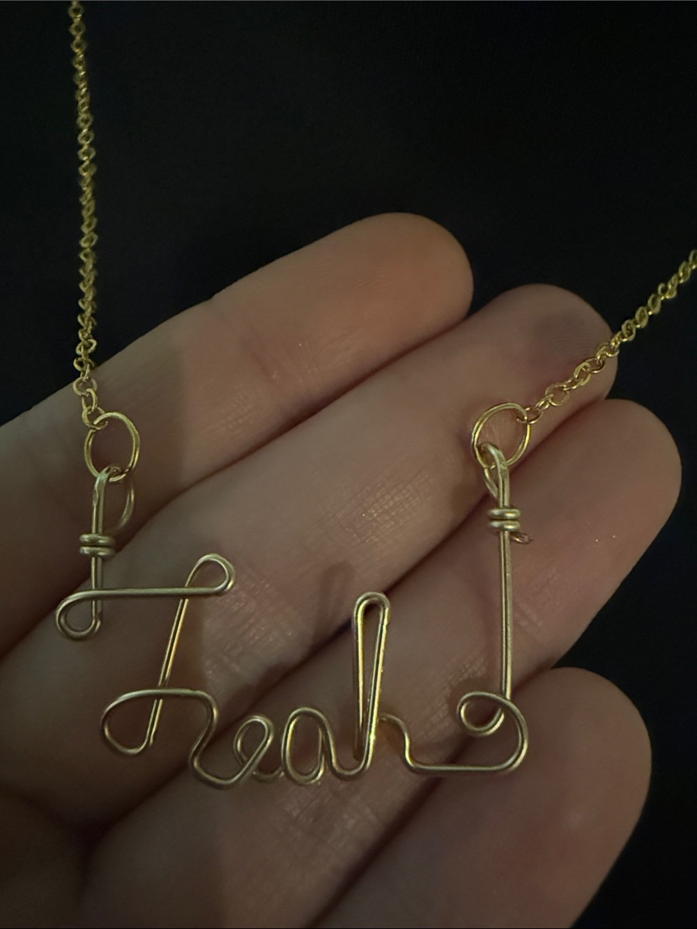 Handmade “Leah” Wire-Wrapped Stainless Brass Gold Tone Name Necklace 4 Treatment - Picture 6 of 7